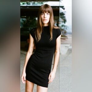 Zara Black Mock Neck Bodycon Mini Dress